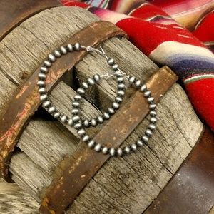 Large Western Navajo Pearl Hoops